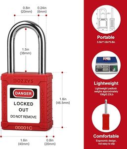 <span class=keywords><strong>Candado</strong></span> de Seguridad de Plástico <span class=keywords><strong>Rojo</strong></span> Impermeable Personalizado de 38 mm, Listo para Enviar, para Bloqueo de Equipos Industriales con Llave Maestra - Product Image 1