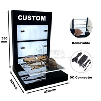 Modischer Transparenter Schwarzer LED-Display-Ständer aus Acryl für Brillen, Sonnenbrillen und Halbrandbrillen, Verkaufsregal für Ladentische