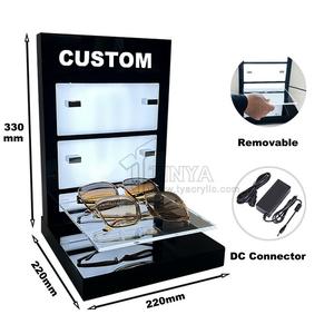 Expositor de Gafas de Sol y Lentes de Acrílico con LED, Negro Transparente, de Media Montura, para Mostrador o Mesa, para Venta en Tiendas - Product Image 3