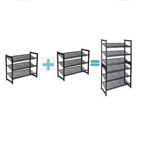 Étagère à chaussures empilable à 4 niveaux, étagère à chaussures empilable inclinée, étagère à chaussures en métal maillé <span class=keywords><strong>pour</strong></span> la maison - Product Image 5