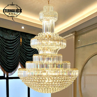 Lustre en cristal LED contemporain pour escalier de banquet, mariage, centre commercial, intérieur