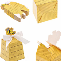 Boîte d'emballage de bonbons au chocolat hexagone jaune dessin animé abeille pour décoration de fête prénatale coffrets cadeaux d'anniversaire pour enfants