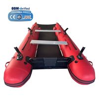 Bateau pneumatique catamaran Reachsea pour 6 personnes, 4 m, couleur rouge, plancher gonflable pour la pêche
