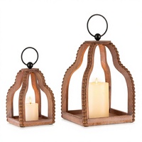 Lanternes en bois style ferme, ensemble de 2 chandeliers muraux suspendus marron pour centre de table, cheminée, décoration intérieure