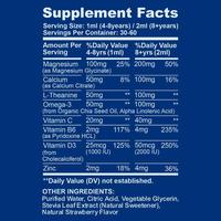 Glycinate de magnésium liquide avec L-théanine oméga 3, vitamine B6, D3, zinc gouttes de magnésium pour enfants pour le sommeil, la relaxation, le calme et la concentration