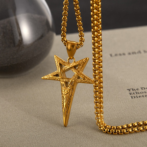 Collier en acier inoxydable pour hommes Viking Pentagram Devil Eye Pendant Hip Hop Trend Retro Hot Selling Necklace - Product Image 4
