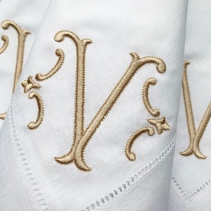 Tùy Chỉnh Thêu Chữ Lồng Đá Rửa Linen Bữa Ăn Tối Khăn Ăn Linen Bông Pha Trộn Khăn Ăn Đám Cưới - Product Image 1