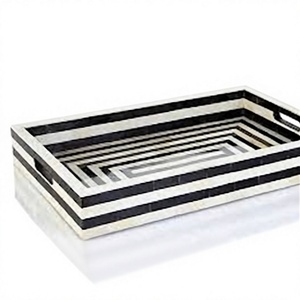 Elegantes Bandejas Decorativas Hechas a Mano con Incrustaciones de Hueso, Ecológicas, Duraderas, para el Hogar, Catering, Hotel, Restaurante, Bodas y Fiestas - Product Image 4