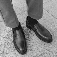 Neue Herren Retro Britische Casual Anzugschuhe Luxuriöses Leder-Design Atmungsaktive Flache Business-Loafer