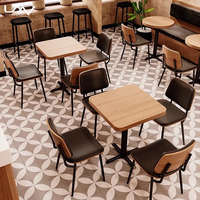 Ensemble table et chaises de style moderne pour café, bistrot, restaurant, hôtel, cadre en métal, chaise de salle à manger en cuir, mobilier