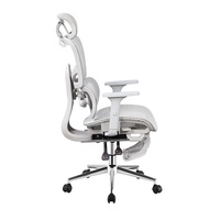 Chaise de bureau moderne pour la maison, design ergonomique, pivotante, en maille, grise, avec repose-pieds rétractable