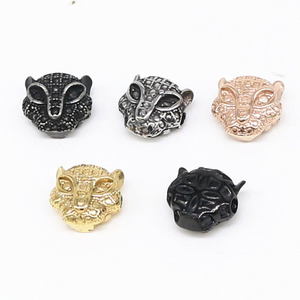 yunnique Steel Wings Titanium Steel Leopard Head Beads Retro Metal <b>Spacer</b> For Bracelet Making - Product Image 2
