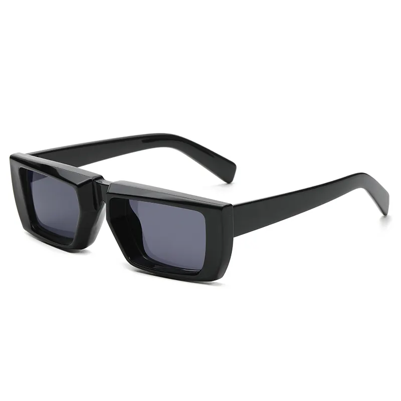 2022 New Fashion Uv400 Men punk Black Sunglasses Retro Sun Glasses Luxury Brand Small Rectangle Unique leg Sunglasses