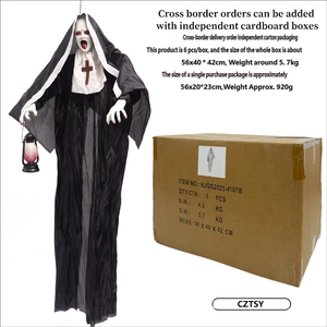 Linterna de mano de Halloween con diseño de caballo, demonio, monja, fantasma colgante, ojos brillantes, decoración colgante de ambiente de terror en blanco y negro - Product Image 4
