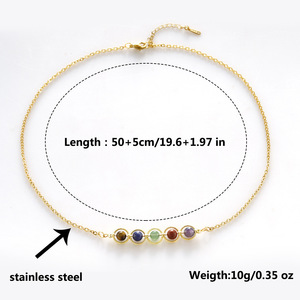 Novedad: Collar de Piedras del Zodíaco de 12 Signos para Tiendas Independientes, Cadena de Acero Inoxidable, Sodalita, <span class=keywords><strong>Aventurina</strong></span> <span class=keywords><strong>Verde</strong></span>, Bambú, Clavícula - Product Image 5