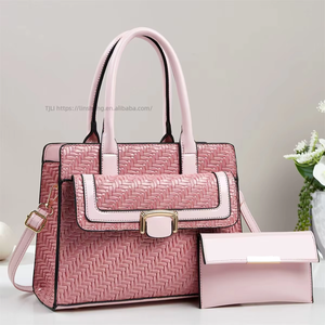 Wholesale Fashion PU Leather 2 Pieces Hand Bags Set Ladies Shoulder Bags Luxury Designer Women's Handbags With a Wallet - Product Image 3