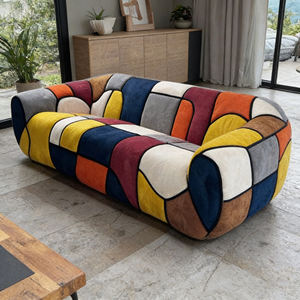 Juego de Sofás de Terciopelo de Lujo <span class=keywords><strong>Picasso</strong></span> Elements, Diseño Original Estilo Villa, Relleno de Espuma de Alta Resiliencia, Tela Colorida para Sala de Estar - Product Image 2