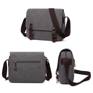 Low MOQ Wholesale Custom Durable Vintage Expandable Casual Canvas <b>Shoulder</b> Crossbody <b>Bag</b> for <b>Men</b> - Product Image 6