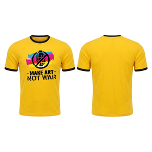 T-shirts décontractés à manches courtes pour hommes, 95% coton 5% élasthanne, couleur personnalisée, service OEM, tissu éponge, imprimé, tricoté, uni - Product Image 1