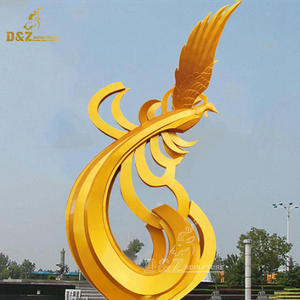 Vendere quadrato esterno decorare arte astratta rivestimento in metallo a grandezza naturale statua animale grande in acciaio inox oro <span class=keywords><strong>fenice</strong></span> scultura - Product Image 2