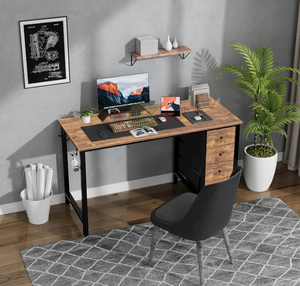 Escritorio para Computadora de 47 Pulgadas con 4 Cajones, Escritorio de Doble Cara para <span class=keywords><strong>Oficina</strong></span> en Casa o Dormitorio, <span class=keywords><strong>Mesa</strong></span> Moderna para Estudiantes en Color Marrón Rústico - Product Image 3
