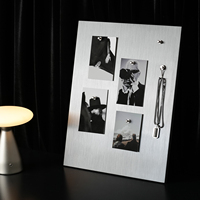 Cadre photo moderne en métal sans bordure, magnétique, A2/A3, écologique, durable, minimaliste, profil fin, acier inoxydable, pour affichage d'images
