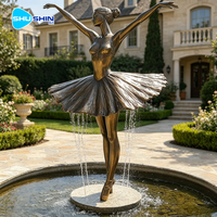 Sculpture de fontaine de danseuse de ballet en bronze plaqué antique sur mesure grandeur nature pour la décoration de jardins et parcs extérieurs traditionnels