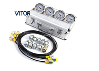 Kit hydraulique de haute qualité pour engins de construction avec 4 flexibles, 4 manomètres, 10 raccords, 3 connecteurs en T, garantie de 6 mois