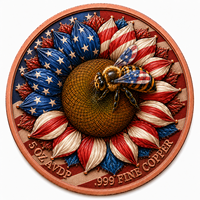 Pièce de monnaie personnalisée en cuivre fin 999, 5 oz, ronde, drapeau américain, tournesol, abeille, fournisseur en gros d'usine OEM