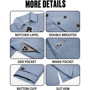 เสื้อโค้ทกันลมแบบมีกระดุมสองแถวของผู้ชายเสื้อโค้ทแบบคลาสสิกสำหรับ2025คอปกเสื้อแจ็คเก็ตลำลองมีกระดุม - Product Image 6