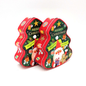 Factory customized Christmas tree shaped gift tin box Christmas gift decoration packaging box for candy and chocolate