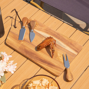 Acacia Wood <b>Cheese</b> Board With Stainless Steel <b>Knives</b> <b>Set</b> For Serving And Cutting <b>Cheese</b> - Product Image 2