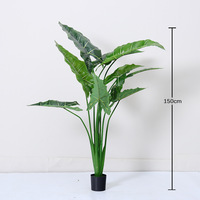 Palmier Calla artificiel en plastique vert, 100 cm, plante en pot, style nordique, décoration intérieure pour salon, balcon, arbre Alocasia
