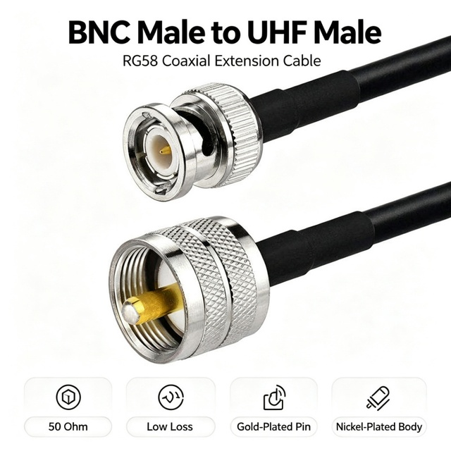ANNXIN Premium Rg58 Coaxial Cable BNC Male to UHF Male Antenna Extension Coax Jumper CommunicationCable LowLoss Pigtail Assembly