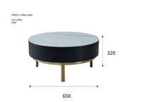 FA0017 — meuble de salon rond doré, table basse de luxe avec support tv, ensemble