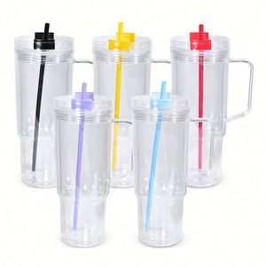 Vaso de Viaje Personalizado de 40 oz con Doble Pared, Tipo Globo de Nieve, Libre de BPA, con Pajita de Plástico, Tapa Reutilizable, Asa y Diseño de Dibujos Animados - Product Image 4