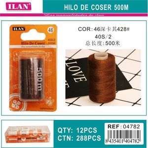 Filo da cucito Ilan 500M colore 46 poliestere per cucito a mano e a macchina - Product Image 3