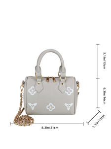 Sac Boston élégant pour femme, pochette multifonctionnelle avec fermeture éclair, sac à main à chaîne fermée, sac à main avec doublure en polyester, 7027 - Product Image 6