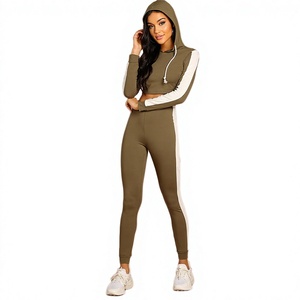 Women Crop top Tracksuit Skinfit Premium Quality With Latest Design Active Wear Women <b>Clothing</b> Tracksuits Set for women - Product Image 1