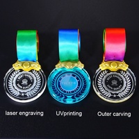 Trofeos de Cristal al por Mayor de Fábrica, Medallas y Placas Personalizadas con Grabado Láser 3D, Medallas Deportivas de Cristal con Cinta