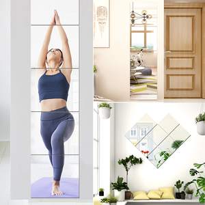 Carreaux acryliques auto-adhésifs Feuilles de miroirs en plastique flexibles Autocollants muraux Petit miroir sans cadre de 2mm d'épaisseur Lot de 4 (8x8 pouces) - Product Image 5