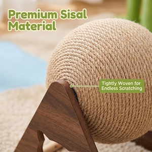Giocattolo Interattivo di Lusso per Gatti, <span class=keywords><strong>Tiragraffi</strong></span> in Legno con Palla in Sisal, Funzioni di Arrampicata e Rotazione - Product Image 6