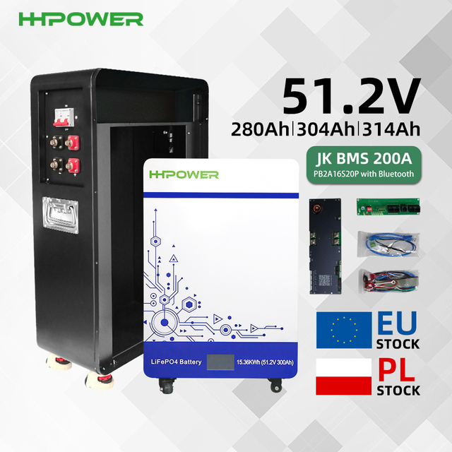 PL Stock Diy Lifepo4 Battery Box Kit 16S 51.2V 280AH 300AH 304AH 314AH 330AH Lifepo4 Battery Case Box With JK BMS