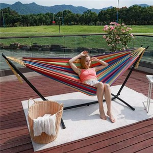 9ft tùy chỉnh in di động ngoài trời cầu vồng vườn du lịch cắm trại polyester bông vải Võng với đứng - Product Image 5