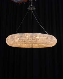 Lustre LED rond en cristal de luxe RH Lighting Decoration Home Crystal Halo Smoke pour villa et salon - Product Image 2