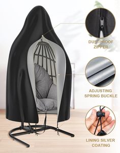 Funda para <span class=keywords><strong>silla</strong></span> de huevo colgante de alta resistencia con cremallera y cordón 210D Oxford Garden Swing Cover - Product Image 2