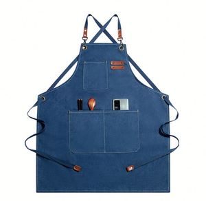 En gros, Tabliers à manches en toile épaisse, style luxe léger, en denim, à lacets croisés, motif floral tendance - Product Image 1