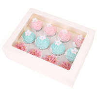 Boîtes d'emballage en papier pour mini cupcakes de boulangerie, 4/6/12 grains, avec fenêtre transparente, vente en gros