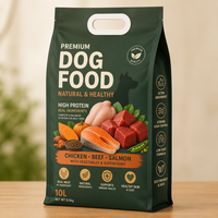 Sachet personnalisé imprimé à fond plat en aluminium avec fermeture éclair pour aliments pour chiens et friandises pour animaux de compagnie – Emballage de présentation