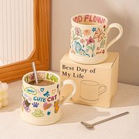 Mug Graffiti Mignon de Haute Qualité, Tasse à Café Dessin Animé Résistante aux Hautes Températures, Mug Artistique pour Cadeau d'Anniversaire ou Souvenir